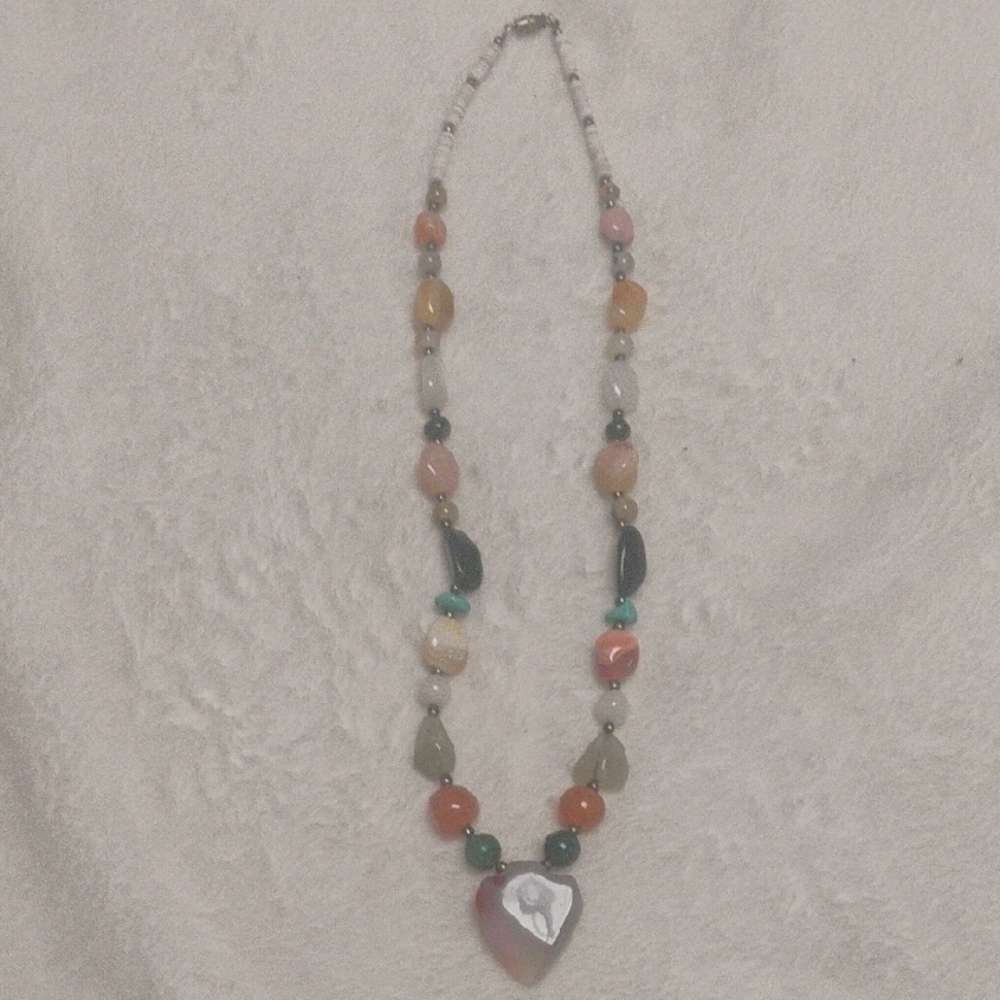 Multicolor Beaded Heart Necklace